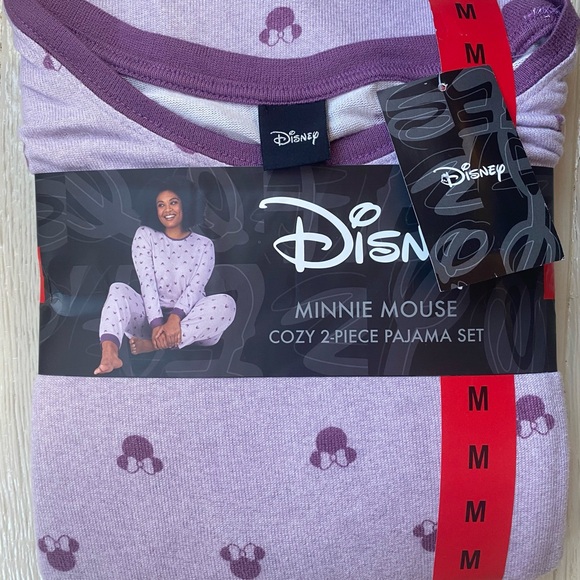 Disney Minnie Mouse Womens 2 Piece Cozy Pajama Set Purple Medium - Picture 4 of 7